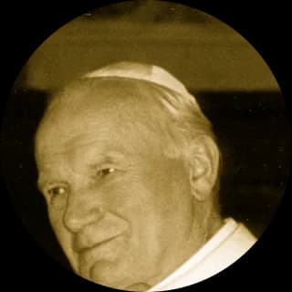 Photograph of Pope John Paul II, rendered as a medallion