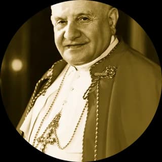 Photograph of Pope John XXIII, rendered as a medallion